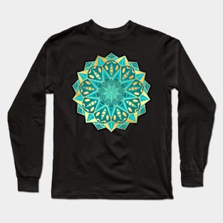 Star blue with gold mandala Long Sleeve T-Shirt